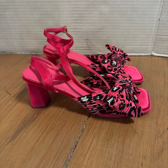 Sexrosly Bow Sandals‎ Block Heel Open Toe Satin Chunky Ankle Strap Size 8 - Picture 3 of 5